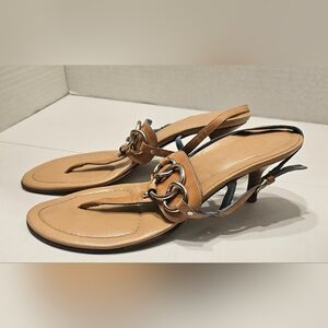 Coach Tan Leather Sandals with Silver Accents